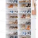 Shoe Storage, 32 Pairs Shoe Rack Organizer for Closet Shoe Cabinet with Door Shoe Shelves for Closet, Entryway, Hallway, Bedroom (Frosted Door-white)