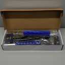 EcoNour 27" Car Snow Brush and Ice Scrapers for Car Windshield (2 Pack) | Scratch Free Bristle Head Snow Brush & Tough Window Snow Scraper with Aluminium Body | Snow Removal Winter Car Accessories (Blue & Orange)