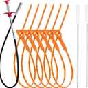 35.5-inch Drain Clog Remover(1pcs), 25-inch Drain Snake Hair Remover(6pcs), Cleaning Brush(2pcs), Hair Catcher Drain Auger Cleaner Tool Set For Toilet, Kitchen Sink, Bathroom Tub, Sewer, 9 Pack