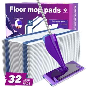 Wetjet Pads Refills, 32 Count Disposable Mop Pad Refills for Swiffer Wet Jet Mops, Thickness, Absorbent for Household Cleaning & Suit All Multi-Surface