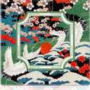 WHCHJ Oriental Japanese Chinoiserie Mahjong Mat 31.5 x 31.5 in, Traditional Asian Crane Flower Anti-Slip Noise-Reducing Mahjong Mat for Table Board, Games Tile Games, Poker and Cards