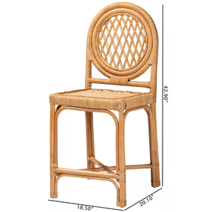 bali & pari Oxford Round Back Rattan Counter Stool Light Honey