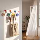 Novabright 4 Pcs Colorful Metal Hooks Adhesive Coat Hanger Decorative Hooks for Bedroom Nursery Key Hat Hanging Rack(Bright Color)