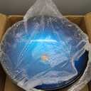 Blue Bathroom Sinks Balck Glass Vessel Sinks for Bathroom Countertop Round Vanity Sink Bowl Combos Black Mixer Faucet and Drain Set Glass Basin Bowl for Bathrooms Large