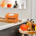 2 Pack Halloween Hand Towels Embroidered Orange Ghost Trick or Treat Cotton Dish Towel with Ribbon for Bathroom Hand Drying Kitchen Cleaning Towel Gift Set, 29.5 x 13.7 Inch