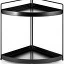 2 Tier Corner Shelf Rack Kitchen Counter Cabinet Bathroom Organizer Makeup Cosmetic countertop Organization and Storage Under Sink Organizers Perfume Trays for Dresser Black