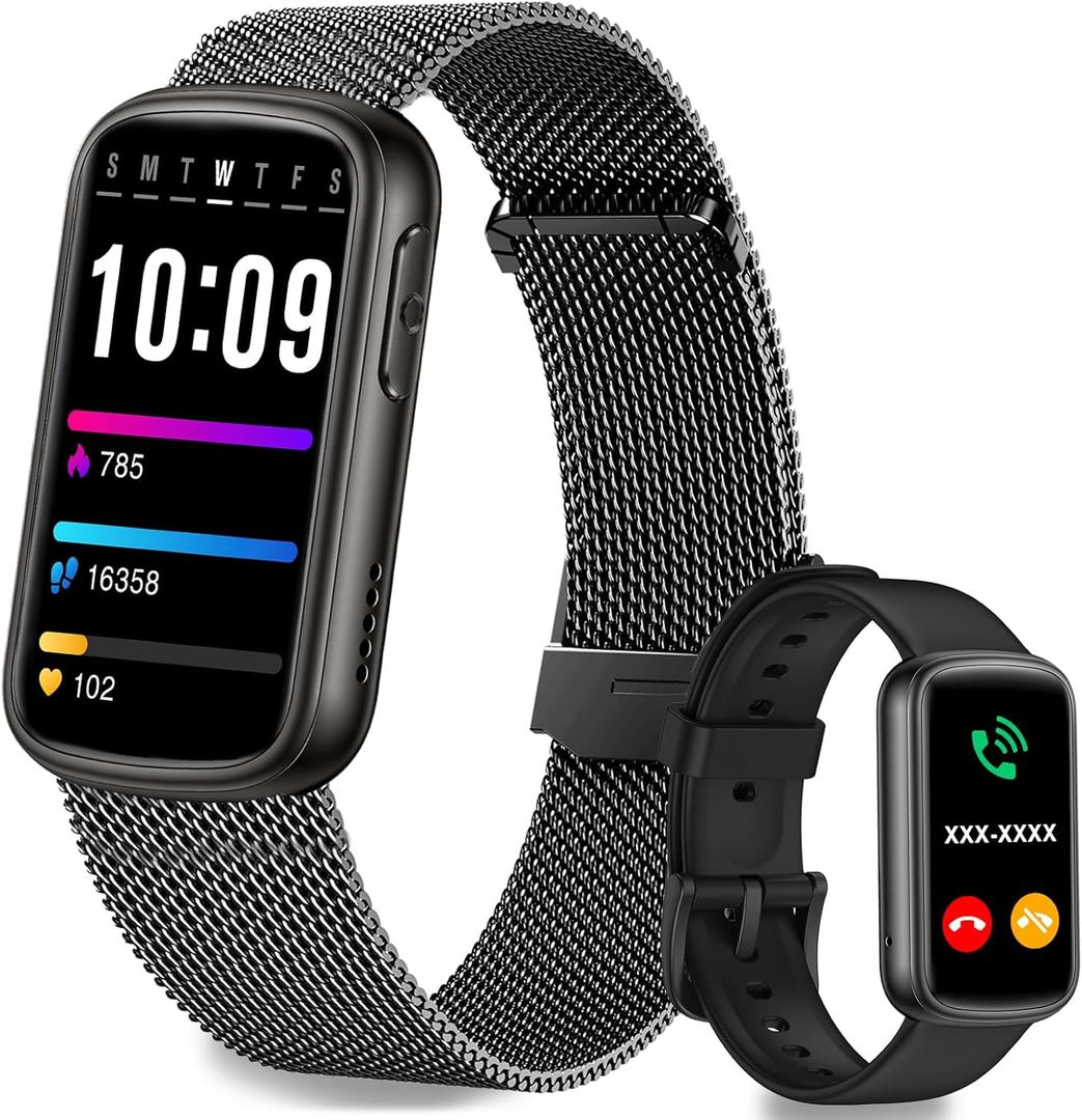 Efolen Smart Watches for Men Women, Fitness Watch with Bluetooth Call, Heart Rate/ Blood Oxygen/ Sleep Monitor, 140+ Sports Modes 1.47'' Smartwatch for Android iPhone, IP68 Waterproof, 2 Bands, Black