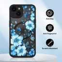 OOK Magnetic Case Fit for iPhone 14 6.1 Inch (Compatible with MagSafe) Soft TPU and Hard PC Phone Cover with Blue Floral Flowers Anti-Scratch Shockproof Protection Case for Women