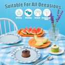 4 x 50PCS Blue Gingham Birthday Plates, 7 Inch Disposable Gingham Cake Plates Plaid Dessert Plates for Picnic Barbecue Baby Shower Wedding Birthday Party Decorations