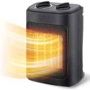 Space Heater, 1500W Electric Heaters Indoor Portable with Thermostat, PTC Fast Heating Ceramic Room Small Heater with Heating and Fan Modes for Bedroom, Office and Indoor Use