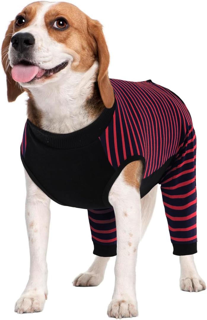 Kuoser Dog Recovery Suit for Back Legs,Soft Dog Surgery Suit with Dog Pants to Stop Licking,Dogs Recovery Sleeve Elbow Protector Pet Surgical Onesie for Abdominal Wounds Dogs Cone Alternative,Red M