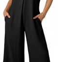Acelitt Womens Sleeveless Wide Leg Jumpsuits with Pockets,S-XXL (Black, XXL)