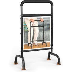 Lightweight Stand Assist & Mobility Aid Cane - Wide 19.6" Iron Base, Adjustable Height 29.7"-39.7", Portable Support for Chair, Bed, Toilet, 600lb Capacity