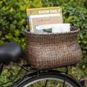 CXWXC Rear Bike Basket - Handmade Rattan Bicycle Rear Basket with Waterproof Cover - Large Capacity Bike Basket for Beach Cruiser