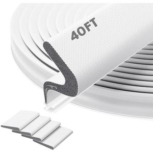 Pluden 40FT Kerf Weather Stripping Door Seal - Door Weather Stripping Seal Strip for Door Frame Exterior Soundproof Weather Strips (40FT,White)