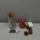 47 PCS Lighted Christmas Table Centerpiece Decor DIY Set Include 3 Cylinder Vases Xmas Balls Bottle Brush Tree Pine Cone Pine Branch Light Fake Snow for Xmas Party Dining Table Decoration