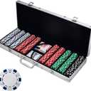 Poker Chip Set - 11.5g Poker Set with Cards, Buttons, Carrying Case, and 500 Poker Chips for Texas Hold'em and Blackjack Games by Trademark Poker