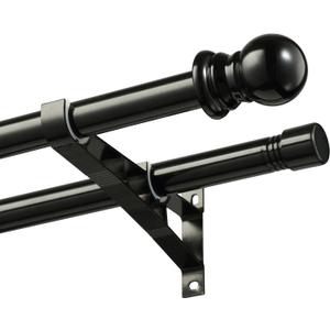 Adjustable Double Curtain Rods for Windows Set 106 Inch, Black Curtains Rod with  Brackets, Small Extra Long" Diameter Blackout Cortineros Para Ventanas for Bedroom, Living Room