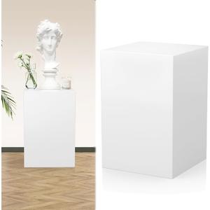 Cube Display Pedestal Stand for Bridal Shop, Square White Display Risers Columns, Party Event Decor Platform Base Tables for Boutiques Wedding Birthday Party Exhibition (15.7*15.7*23.6in)