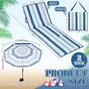 Briwooody 2 Set Beach Chairs with Umbrella Portable Beach Lounger Lightweight Foldable Outdoor Lounger Chair for Outdoor Travel Sunbathing Camping,Gradient Blue Stripe
