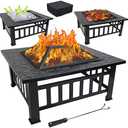GasOne 32-inch Metal Fire Pit - Modern Outdoor Fireplace with Screen - Perfect for Camping, Heating, Bonfires & Picnics