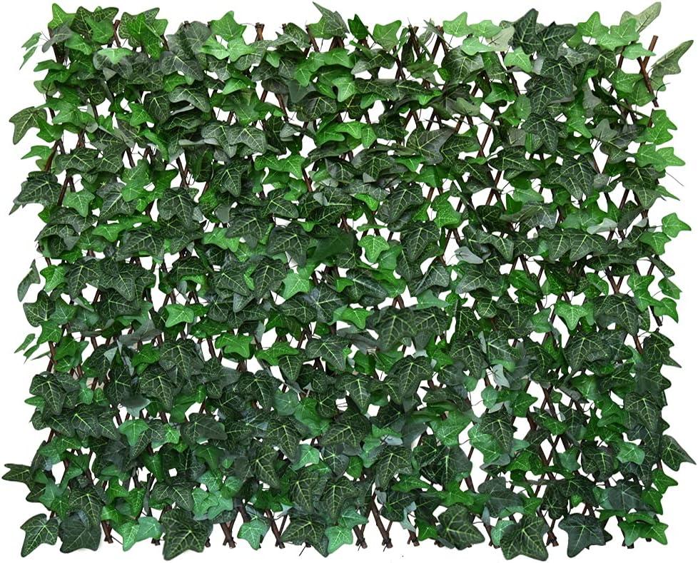 GLANT Expandable Fence Privacy Screen for Balcony Patio Outdoor,Decorative Faux Ivy Fencing Panel,Artificial Hedges (Single Sided Leaves) (4, Green-Ivy)