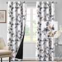 H.VERSAILTEX 100% Blackout Curtains 96 inch Length 2 Panels Set Cattleya Floral Printed Drapes Leah Floral Thermal Curtains for Bedroom with Black Liner Sound Proof Curtains, Grey and Taupe