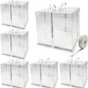 6 Pack Clear Cake Box with Ribbon - 10 x 10 x 9.75 Inch Tall PET Cake Carrier Boxes 2-Layer Transparent Gift Packaging Box with Lid for Wedding, Birthday, Festival Cakes Display and Transport