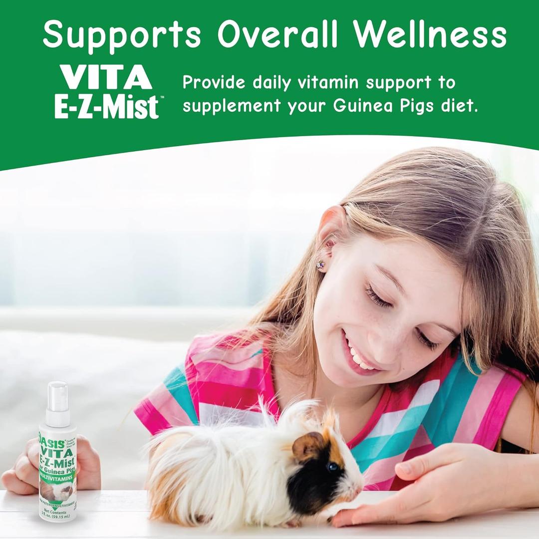 Oasis Vita E-Z Mist All-in-1 Multivitamins for Guinea Pigs - Daily Vitamin Supplement Supports Healthy Bones & Teeth, Joints & Digestion, Promotes Healthy Skin Coat, 2-Ounces, Best By 08/27 2 Pack