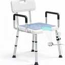4-in-1 Shower Chair for Inside Shower with Arms and Back, HSA/FSA Eligible, 400lbs Capacity Height Adjustable U-Shaped Seat for Seniors Elderly Easy Bathing Tool-Free Assembly