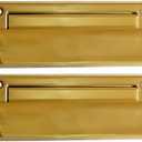 QCAA Solid Brass Mail Slot, with Solid Brass Interior Frame and Solid Brass Back Plate, 8-7/8''X2-7/8, Polished Brass, 1 Pack, Made in Taiwan