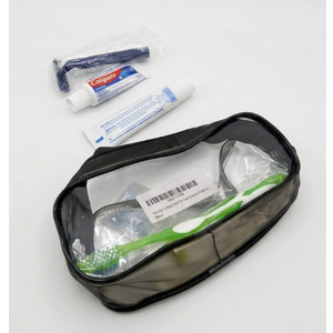 Trektote 10 Piece Travel Hygiene Kit with Toiletries & Dental Essentials, TSA-Compliant, Clear Cosmetic Bag, Single or Bulk Packs