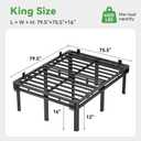 Superay King Bed Frame, 16 inch Metal Bed Frame & Box Spring 2 in 1 Design