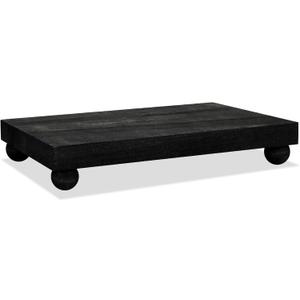 Amyhill Wood Pedestal Stand Kitchen Soap Tray Farmhouse Wooden Riser Stand for Kitchen Bathroom Counter Table Decor Plant Candle Vases Display(Classic,Black,12 x 7 Inch)