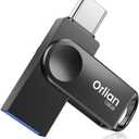 128GB Dual USB Type C +A Flash Drive 2-in-1 OTG USB 3.0 Thumb Drive Metal UDP Waterproof Swivel Design Portable for PC Laptop Tablet Android Smartphone iPhone 15 and More, Black