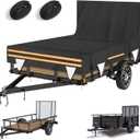 5 x 8 Windproof Utility Trailer Cover, 600D Waterproof Heavy Duty Cover with Rear Landscape/Tailgate Ramp with Windproof Ropes Fits 5 x 8 FT Trailers