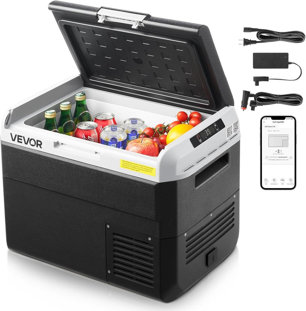 VEVOR 12 Volt Car Refrigerator, 31.7QT/30L Car Fridge, Portable Electric Cooler with -4~68 Adjustable Temperature, 12/24V DC and 100-240V AC Compressor Freezer for Outdoor, Camping, Travel, RV