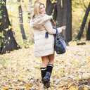 Slouch Socks for Women Long Knee High Socks Women Frilly Lace Ruffle Calf Stacked Boot Sock Scrunch Slouchy Sock (Black, White, Khaki & Beige)