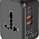 Universal Travel Adapter with 2 PD20W USB-C & 2 QC18W USB-A Ports, Fast Charging International Power Plug Adapter, All-in-One Worldwide Adaptor Converter Wall Charger for US EU UK AUS Asia