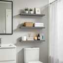 BAYKA Grey Floating Shelves 22.5in, Set of 3, Wall Mount Rustic Wood Shelf, F. Grey - Industrial Edge Style, 3, 22.5inches 