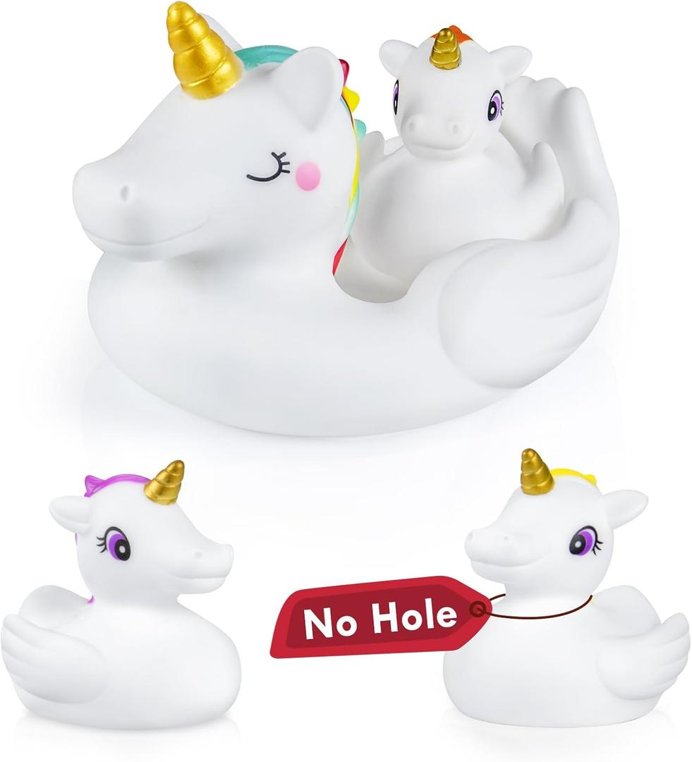 No Hole Bath Toys,Unicorn Bath Toys for Toddlers 1-3,Soft Unicorn Bathtub Toys for Kids Girls Boys Presents Set