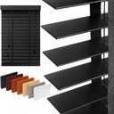 2" Slats Wood Blinds for Indoor Windows: Solid Wooden Blackout Blinds & Shades,Black Out Privacy Horizontal Blinds for Home Bedroom Bathroom Living Room Windows and Doors 22.5" WX48 H Black