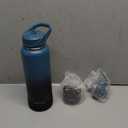 RUBYFLASK 40oz Insulated Water Bottle with Straw, Stainless Steel Metal Vacuum Water Flask, Large Thermal Water bottle with Leakproof 3 Lids for Travel, Camping, Gym Sports Indigo Black