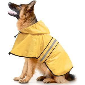 Ezierfy Hooded Dog Rain Coats - Reflective Adjustable Pet Rain Coat, Lightweight Dog Waterproof Raincoat Slicker Poncho with Leash Hole for Small, Medium, Large Dogs (Yellow, X-Large)