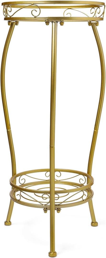 Kavlium Plant Stand Indoor OutdoorTall Gold Metal Rustproof Stable Plant Stands2 Tier 27.1 inch Multiple Plant Rack Holder Rack Flower Pot Stand Heavy Duty Plant Shelf (Gold)