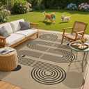 UERMEI 8x10 Outdoor Jute Area Rug Patio, Neutral Rugs for Living Room Backyard Machine Washable Non Slip, Pet Friendly Indoor Farmhouse Carpet for Dining Room - Brown