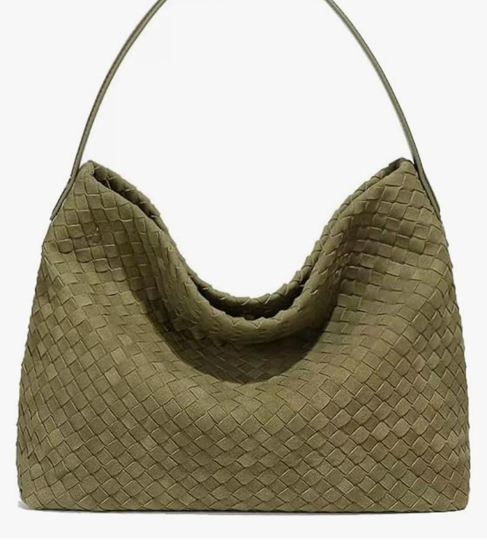 Woven Suede Shoulder Bag for Women Suede Hobo Bag Tote Elegant Handbag Satchel for Work Travel
