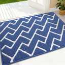 OLANLY Front Door Mat, Non-Slip Rubber Backing, Dirt Resistant and Absorbent, Washable, Easy to Clean Low-Profile Indoor Doormat for Back Door, Entryway, Inside Entrance, 32x20, Navy