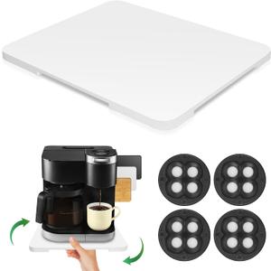 360 Rolling Tray Bamboo Appliance Slider for Kitchen Appliances, Coffee Maker Mat Tray for Countertops Sliding Tray for Coffee Maker Appliances Mat Easily from Under The Cabinet White 11.613.9
