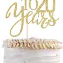Qertesl Gold Glitter Cheers to 20 years Cake topper, Happy 20th Birthday Cake Decorations, Perfect for 20 Years Cake Decorating, Wedding/ Anniversary Party Decorating Supplies 